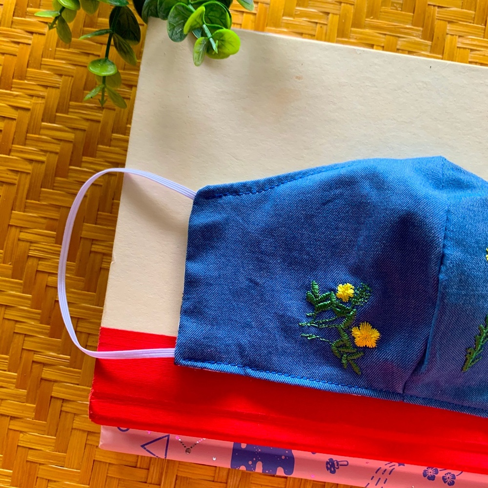 Sold on Etsy Floral Embroidered Face Mask - Picture 2 of 6